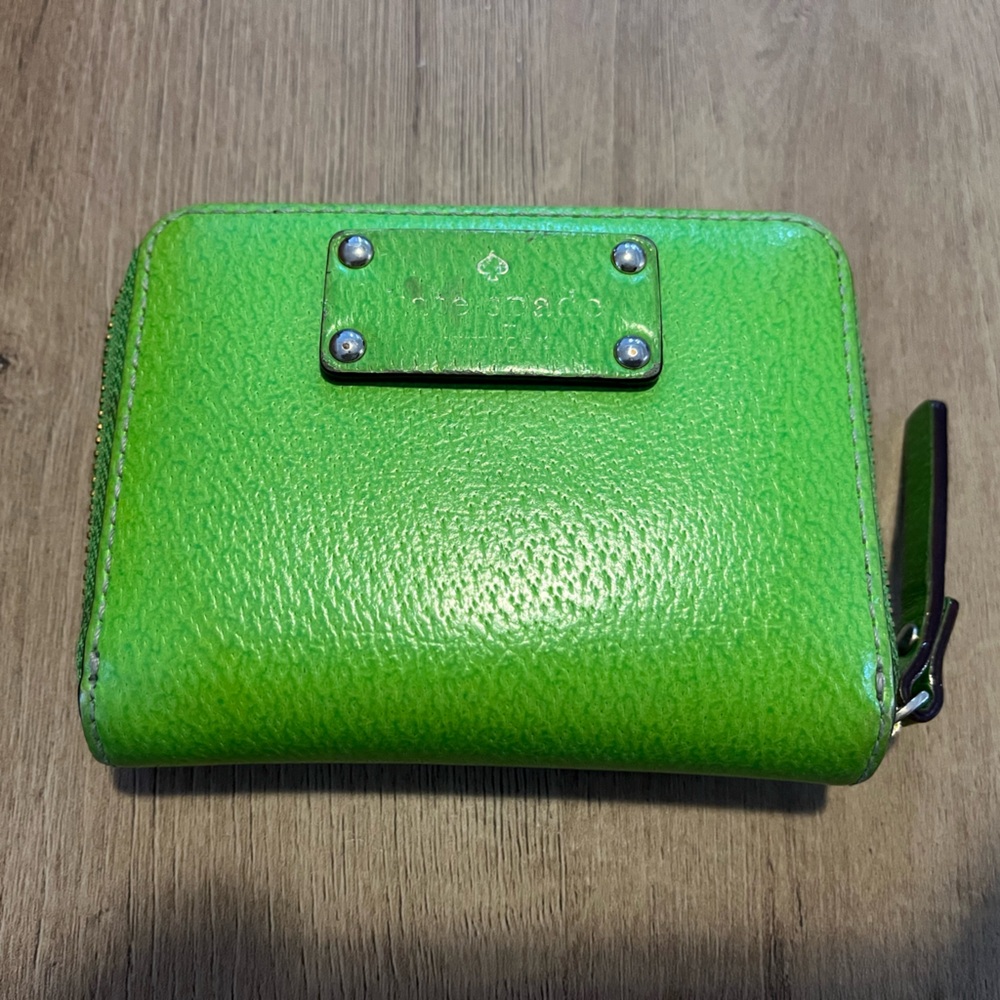 Kate Spade brat green mini zippy wallet
